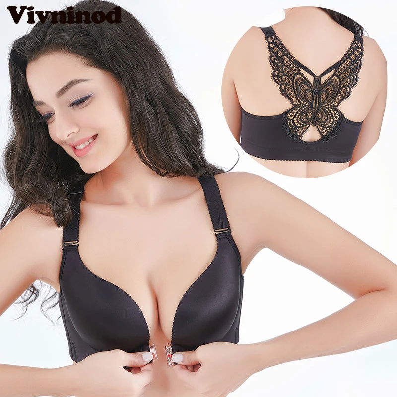 Women Front Closure Bra 36-52 BCD Cup Middle-aged Push Up