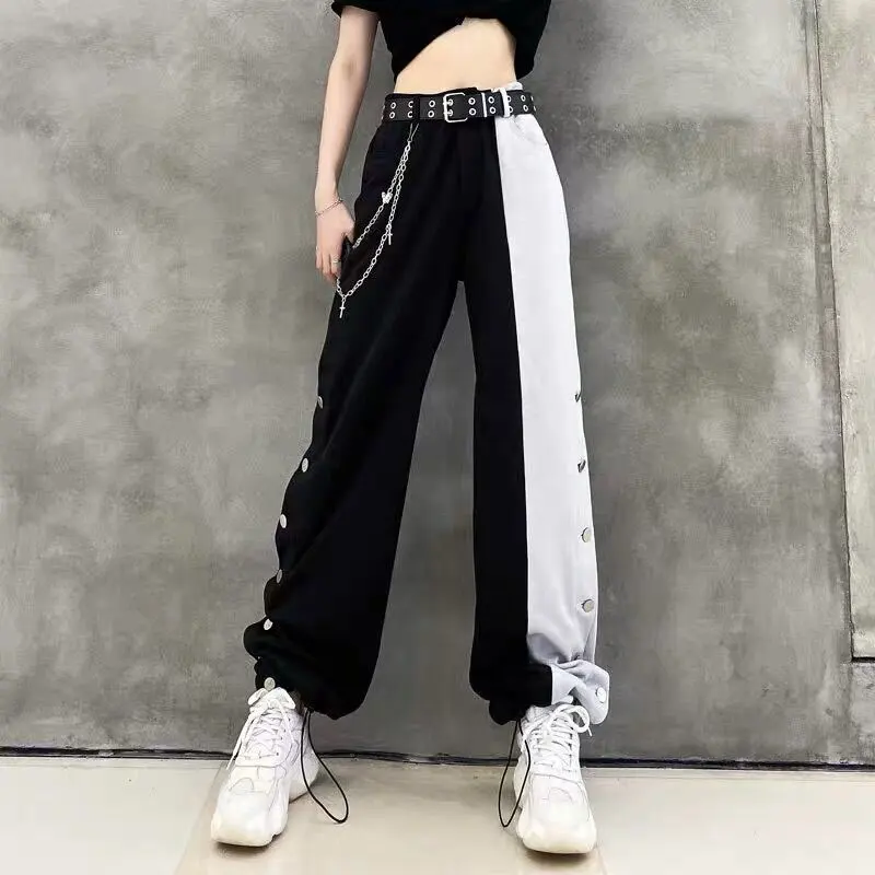 Gothic Harajuku Patchwork Pants Women 
