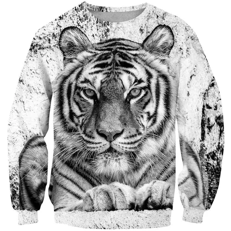 Black and White 3D Tiger King Hoodies 