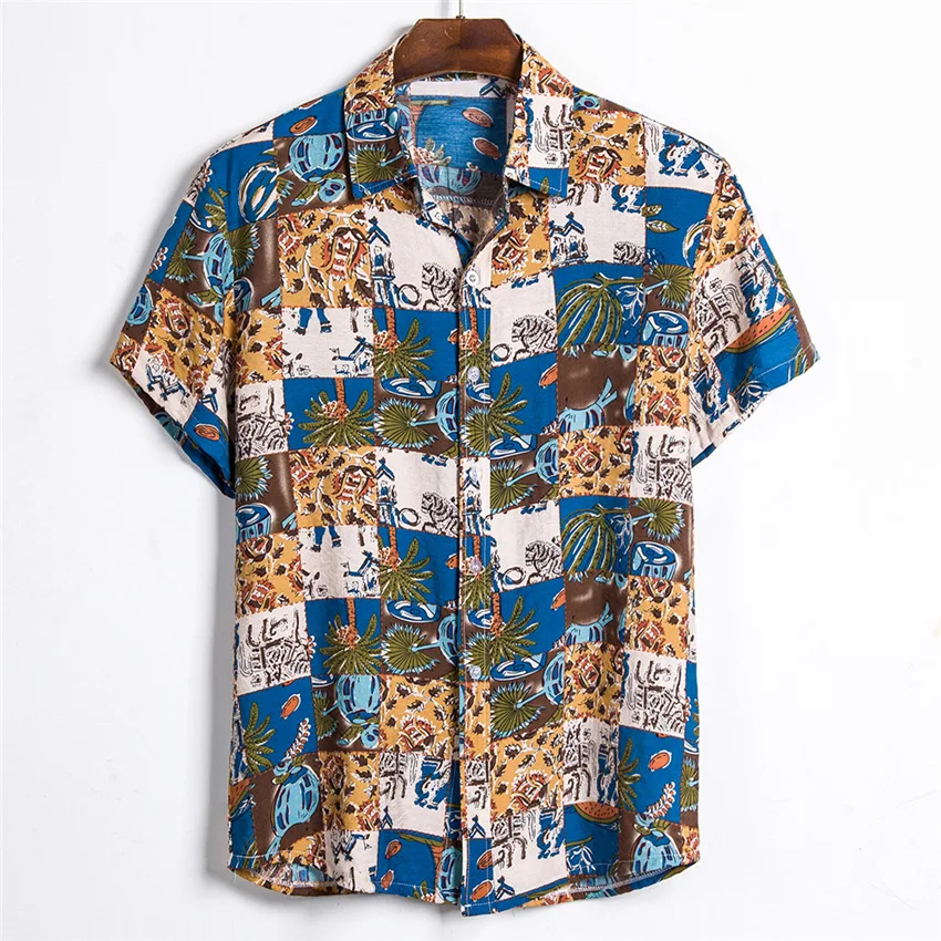 mens short sleeve hawaiian casual floral shirts