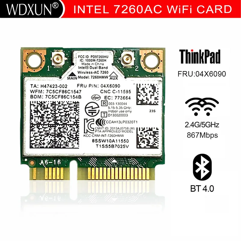 Variant Ban presume Cumpără Networking | Dual Band Wireless-AC 7260 7260AC 7260HMW network card  wifi+BT 4.0 Bluetooth adapter mini PCI-E 867Mbps Lenovo 04X6090 04X6010