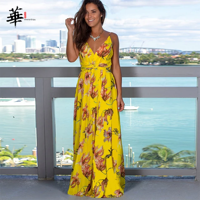 Boho Summer Dress Women Multicolor V 