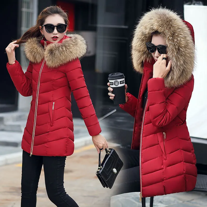 womens red coat with fur collar