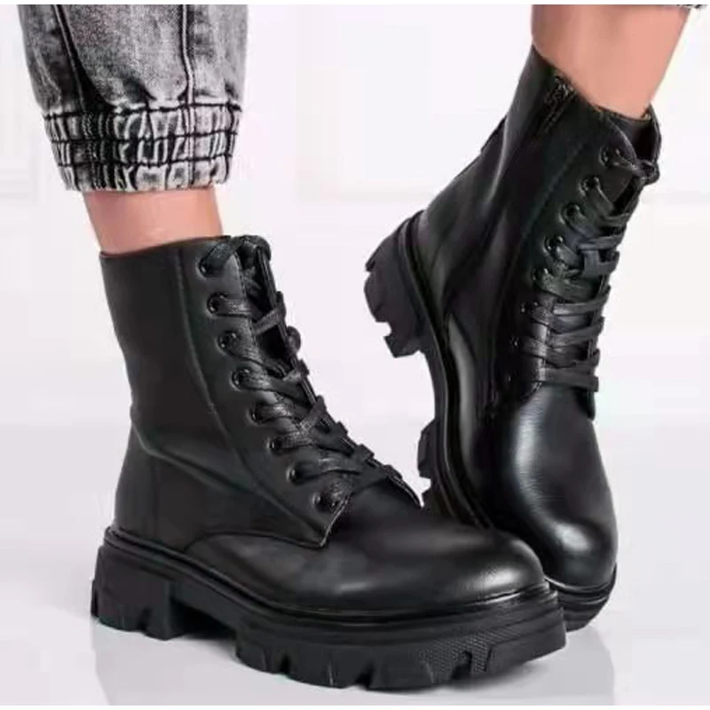 Women's Short Boots Pu Chunky Heels 