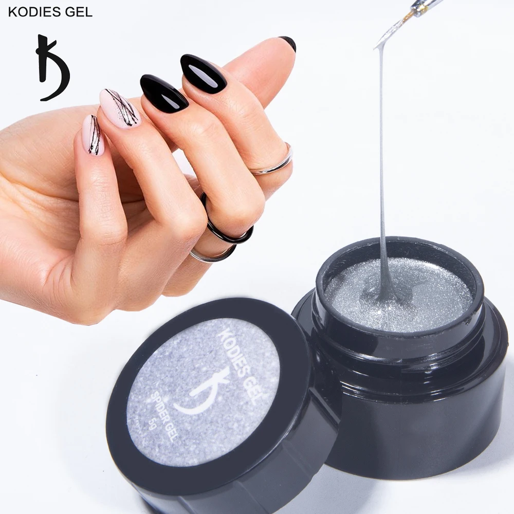 קנו אמנות ציפורניים | KODIES GEL 5g Spider Gel Nail Polish Professional  Gold Silver UV Painting Gellak Drawing Spider Line 3D Manicure Lacquer  Design