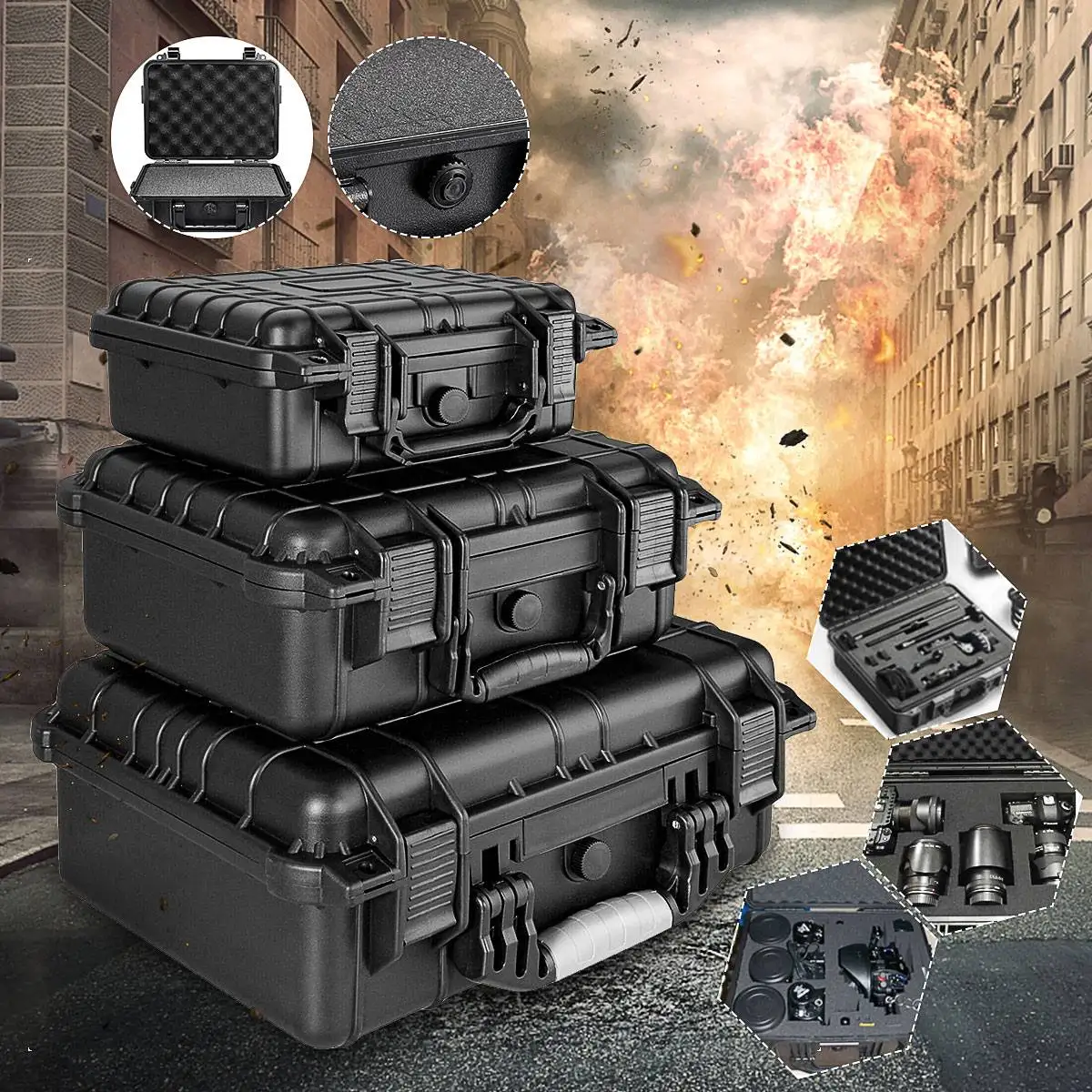 9 Sizes ToolBox ABS Plastic Safety Equipment Instrument Case Portable Dry tool Box Impact resistant tool case with pre-cut foam