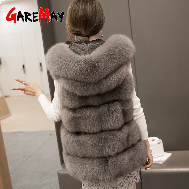 womens hooded fur vest