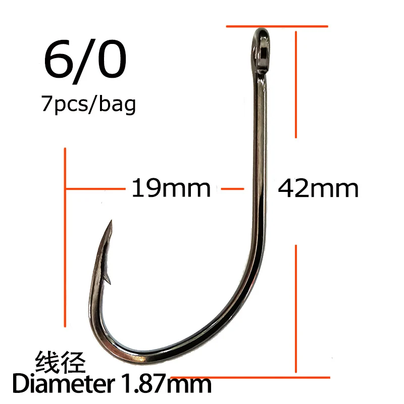 Thetime Sea Big Extra Long Shank Fishing Hook size8/0-1/0 Saltwater Assist  Hooks Barbed Single fishhooks Tackle for Jigging Lure