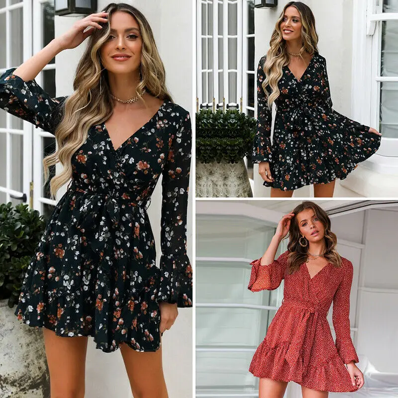 Summer Boho Dress Women Ladies Sexy 
