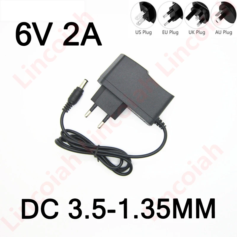 Best quality AC/DC Adapter DC 6V 2A 2000MA AC 100-240V Converter Adapter 6 V Volt Charger Power Supply EU Plug DC 3.5*1.35mm-animated-img