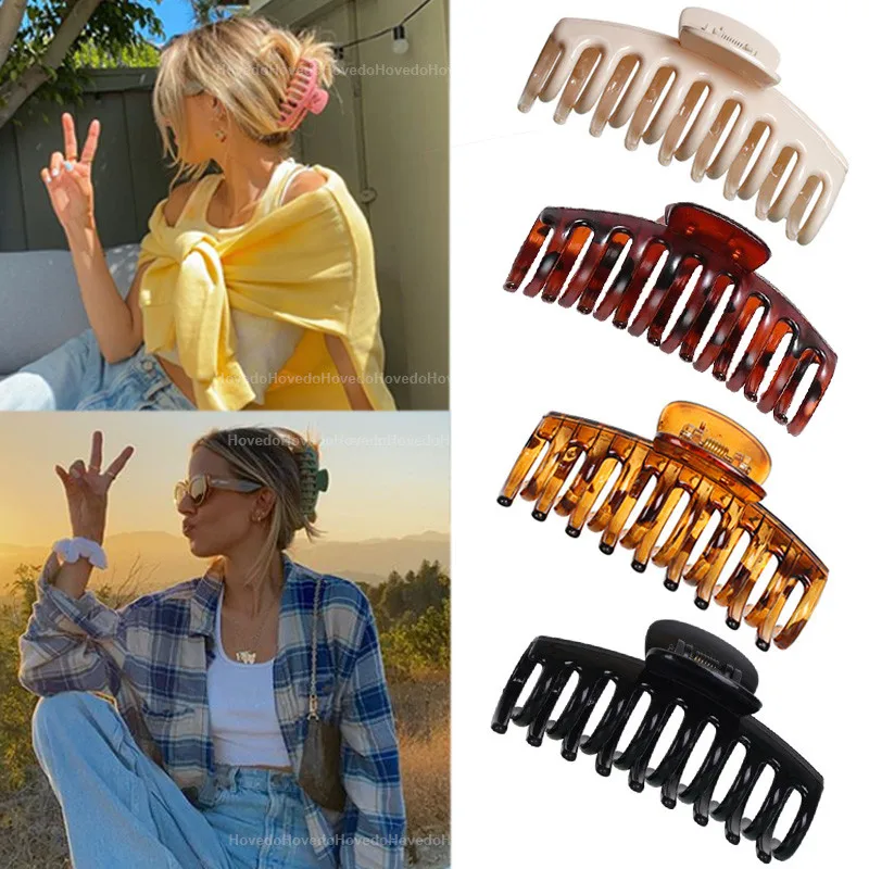 Hot Sale Solid Color Claw Clip Large Barrette Crab Hair Claws Bath Clip Ponytail Clip For Women Girls Hair Accessories Gift-animated-img