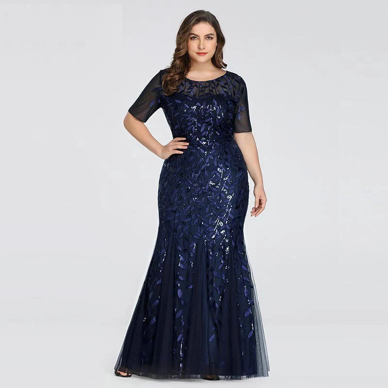 Plus Size Sequin Mesh Mermaid Slim 