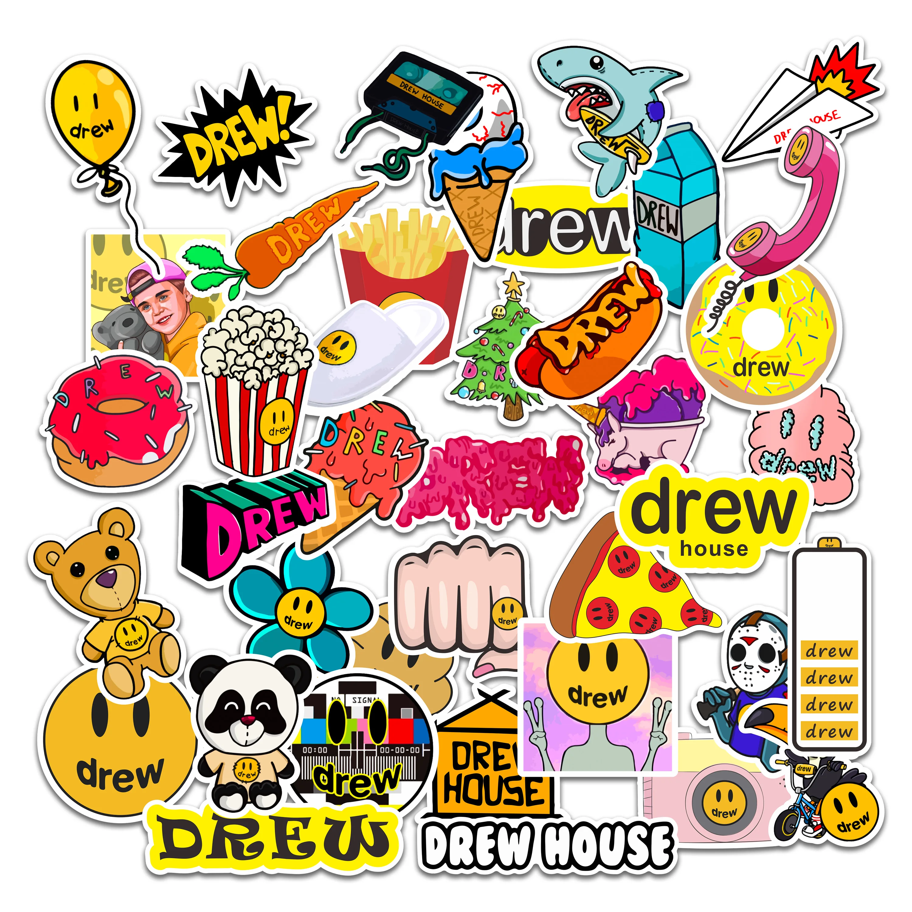 TUHAO Singer Justin Bieber Drewhouse Sticker Pack for Pc Suitcase Laptop Motorcycle Styling Cool Cartoon Stickers 50Pcs 