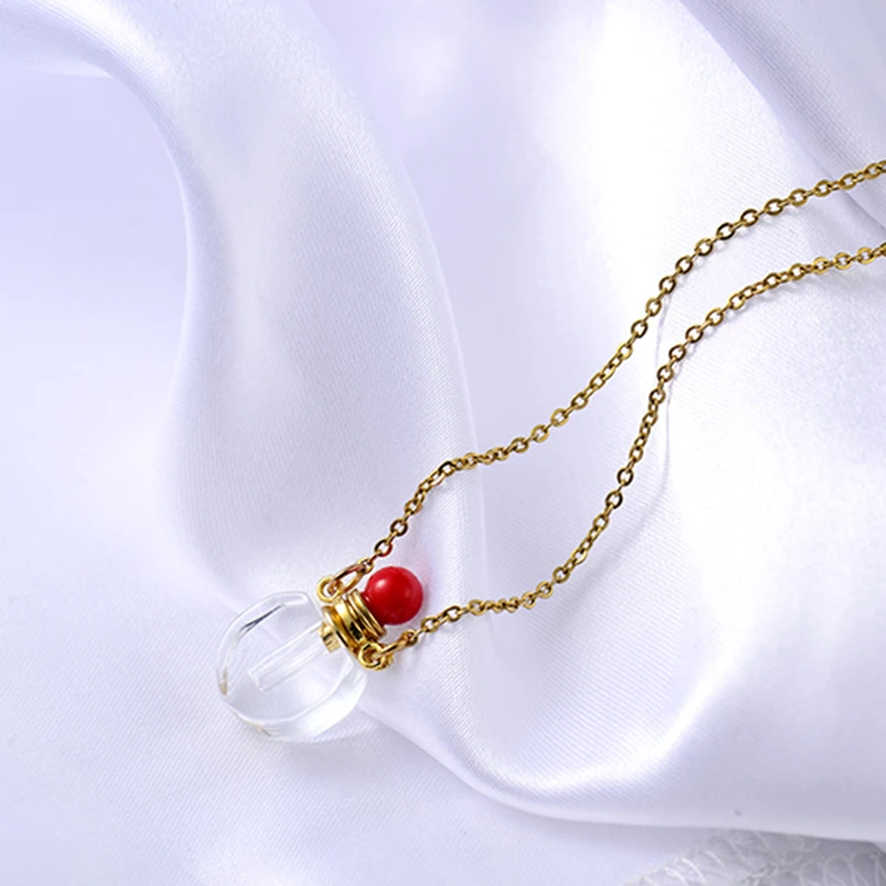 Perfume Bottle Necklace Crystal Glass 