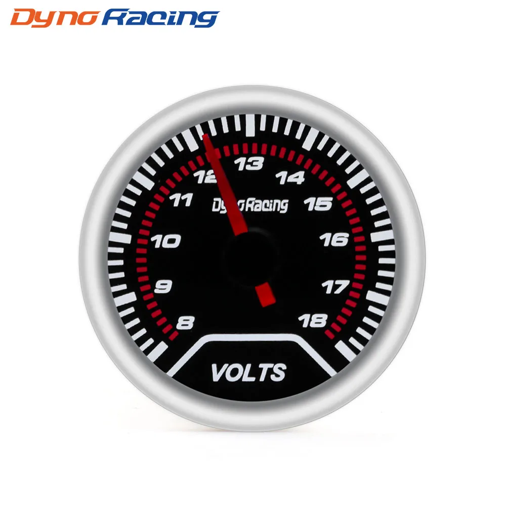 Dynoracing Volt meter 2"(52mm) Smoke lens 8-18 volts gauge voltage gauge Car meter BX101232-animated-img