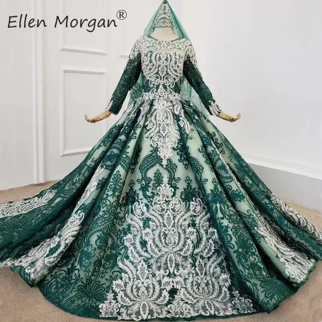 muslim wedding dress green