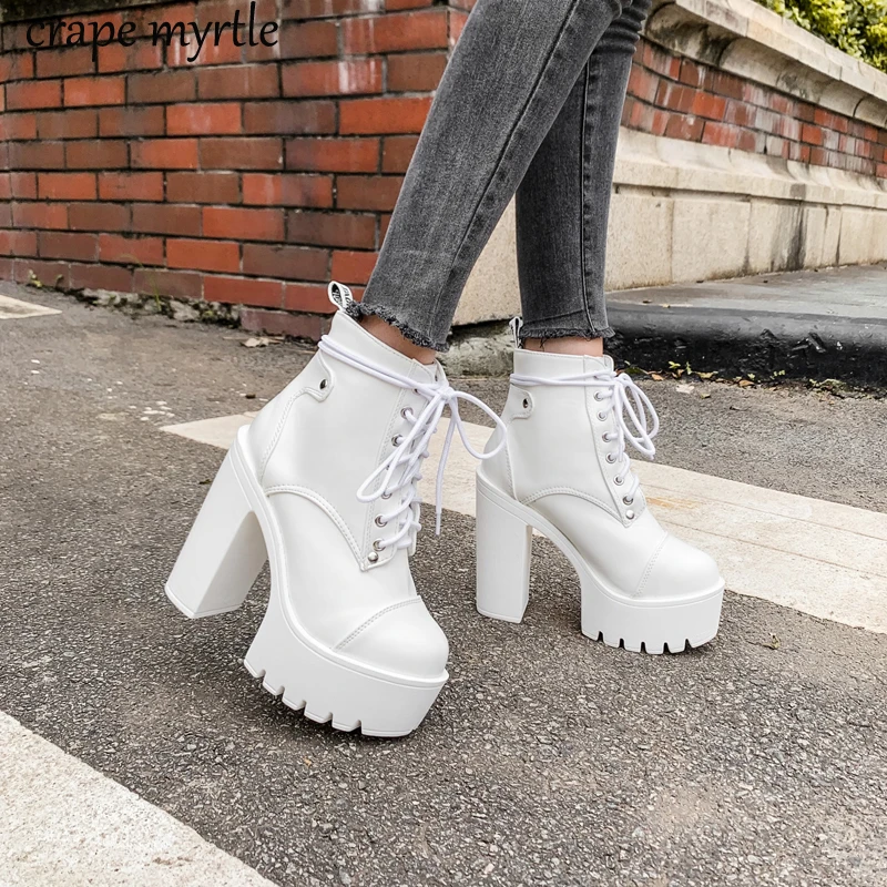 white booties platform