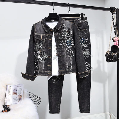 Casual Jean Pants Two Piece Set Autumn 