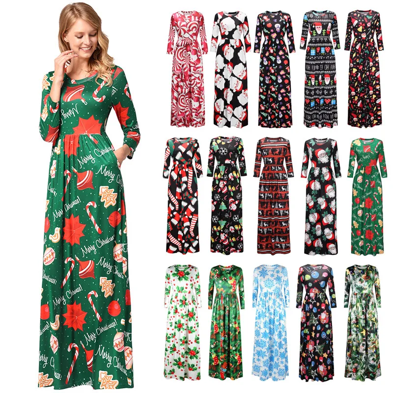 Plus Size Christmas Dress Women Long 