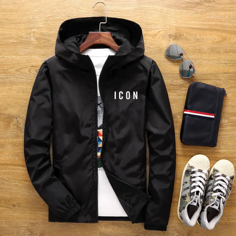 ICON new men's casual hooded bomber 
