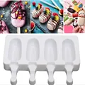 4 Cavity Silicone Ice Cream Mould Ice Cube Tray Popsicle Barrel Diy Mold Dessert Ice Cream Molds Freezer Ice Lolly Mould Home