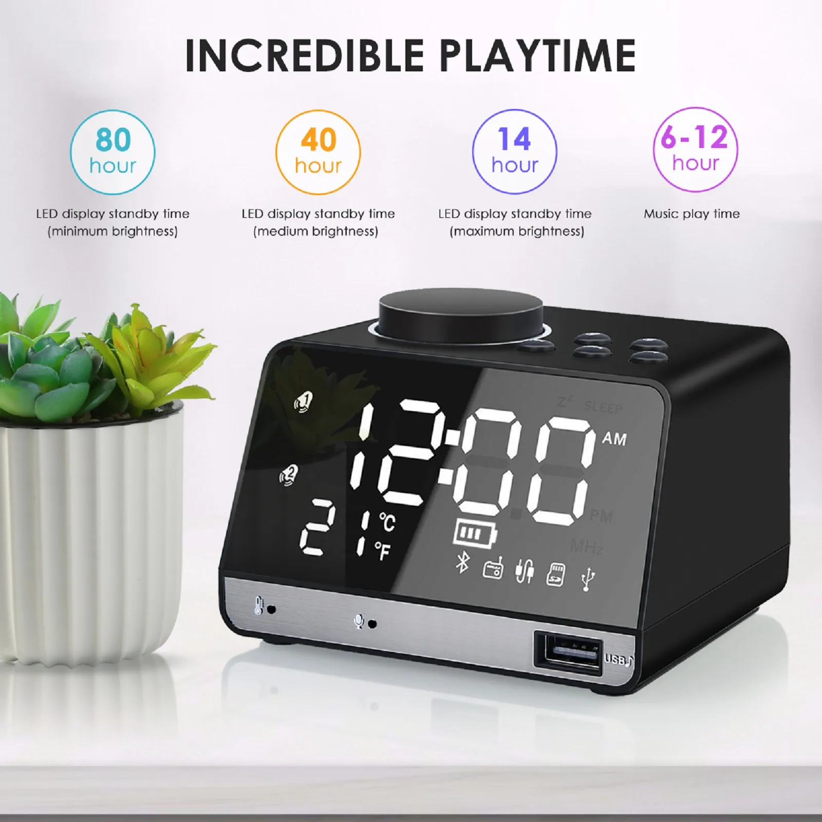 bluetooth music alarm clock