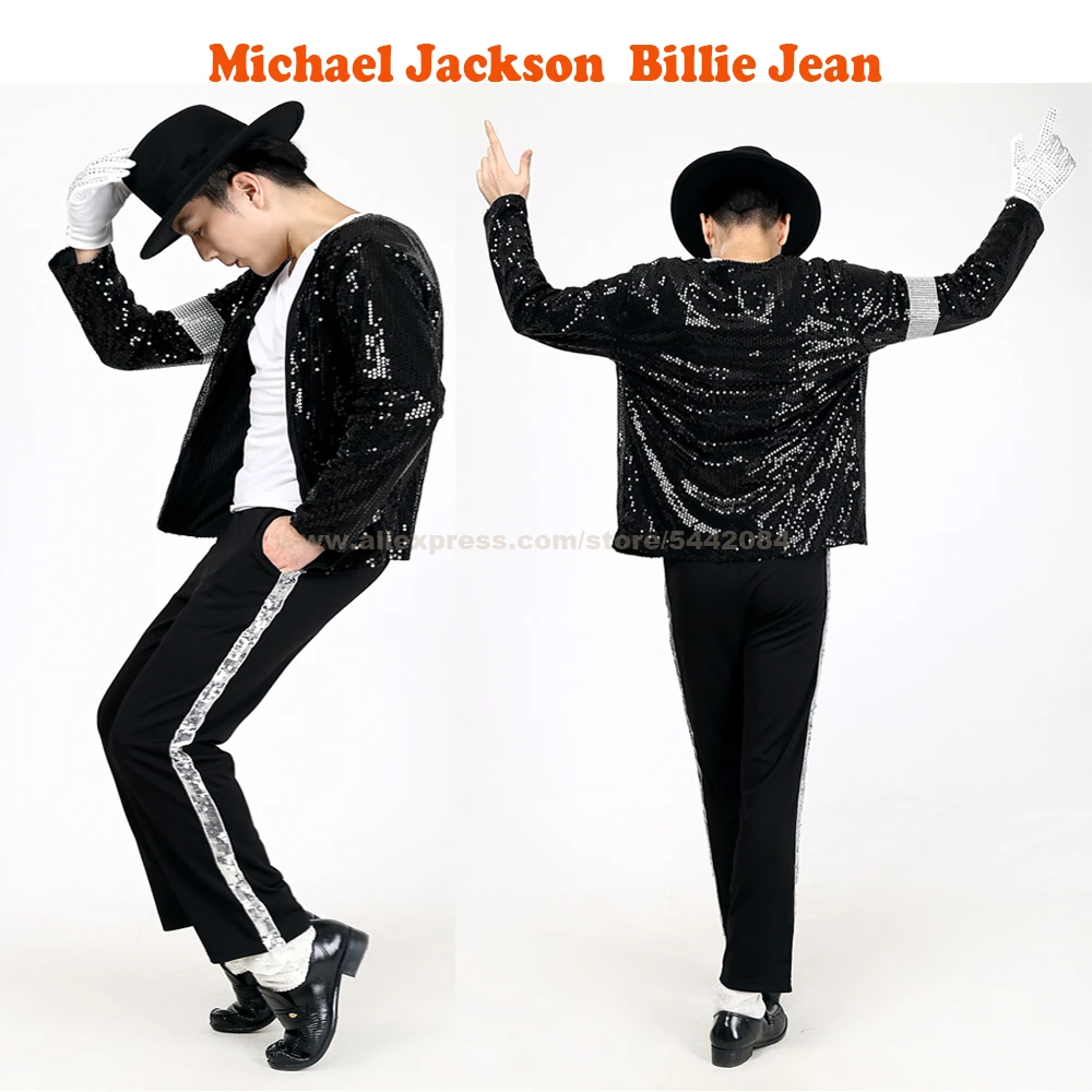 Shuanghao M J Cosplay Kid Adulto Costume Cosplay 4 Pezzi MJ Billie Jeans  Jacket + Pant + Socks + Glove (W: 65-70kg H:170-180cm) : : Moda
