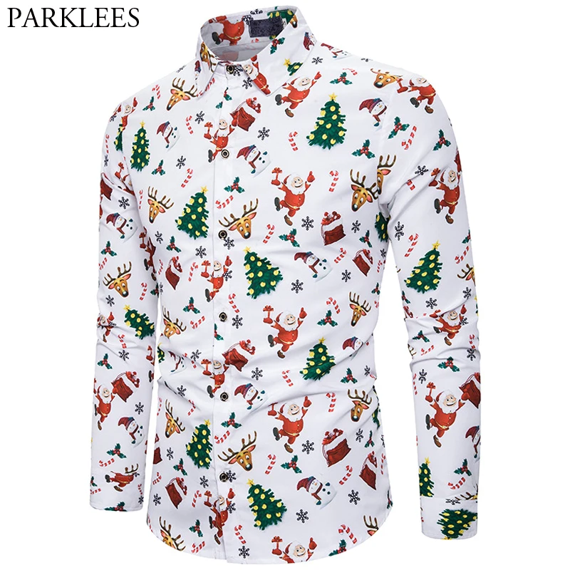 Mens christmas print shirts Clearance