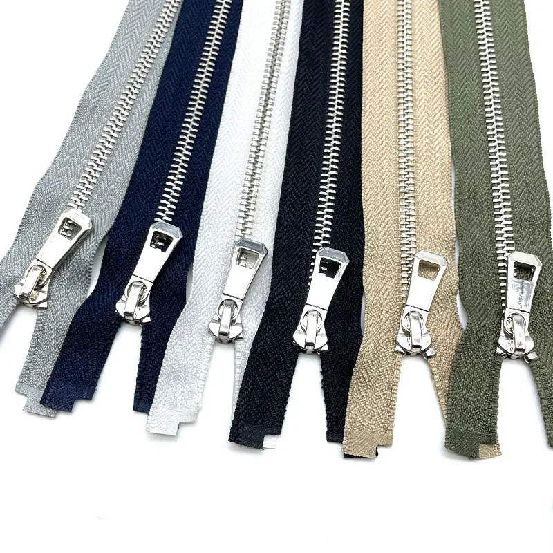 Meetee 1Pc 80/100/120cm 5# Auto Lock Metal Zipper Double-Slider Zippers for  Jackets Coat Repair Kit Zips DIY Bag Sew Accessories