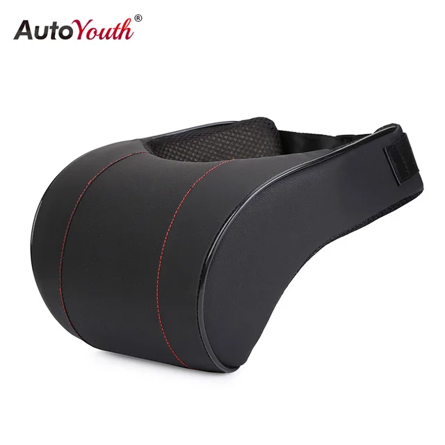 AUTOYOUTH Car Neck Pillow Memory Foam Pillow 1PCS PU Leather Car Auto Seat Neck Rest Black Seat Headrest Cushion High Quality-animated-img