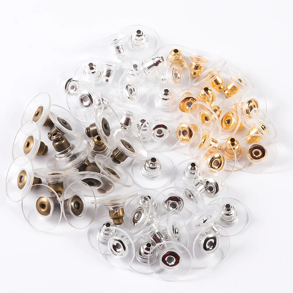 100/200set Hypoallergenic Plastic Earrings Clear Ear Base Pins