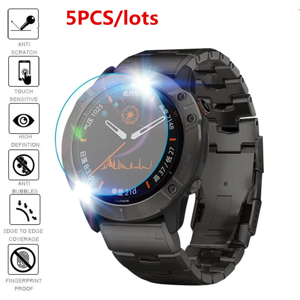 קנו אלקטרוניקה חכמה | 5pcs For Garmin Fenix 6 Pro / Fenix 6X Pro Solar  Tempered Glass Premium Screen Protector Film Garmin Fenix 7 7X SmartWatch