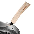 KOBACH kitchen wok 32cm honeycomb nonstick pan 316L stainless steel wok nordic wood grain stainless steel frying pan with lid preview-3