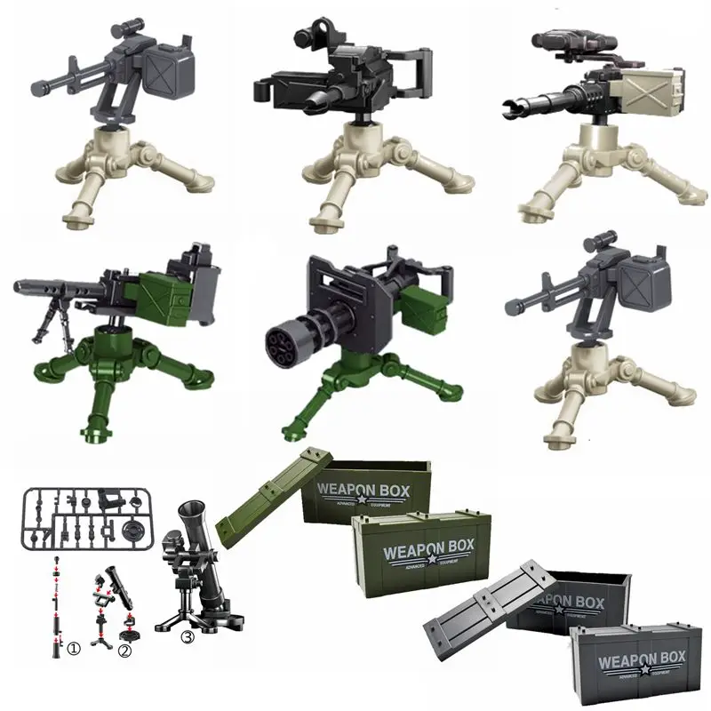 Compatible for Locking Military The Toy Guns Weapon Box  Building Blocks Toys For Children Assemble Military Army Toy Gifts