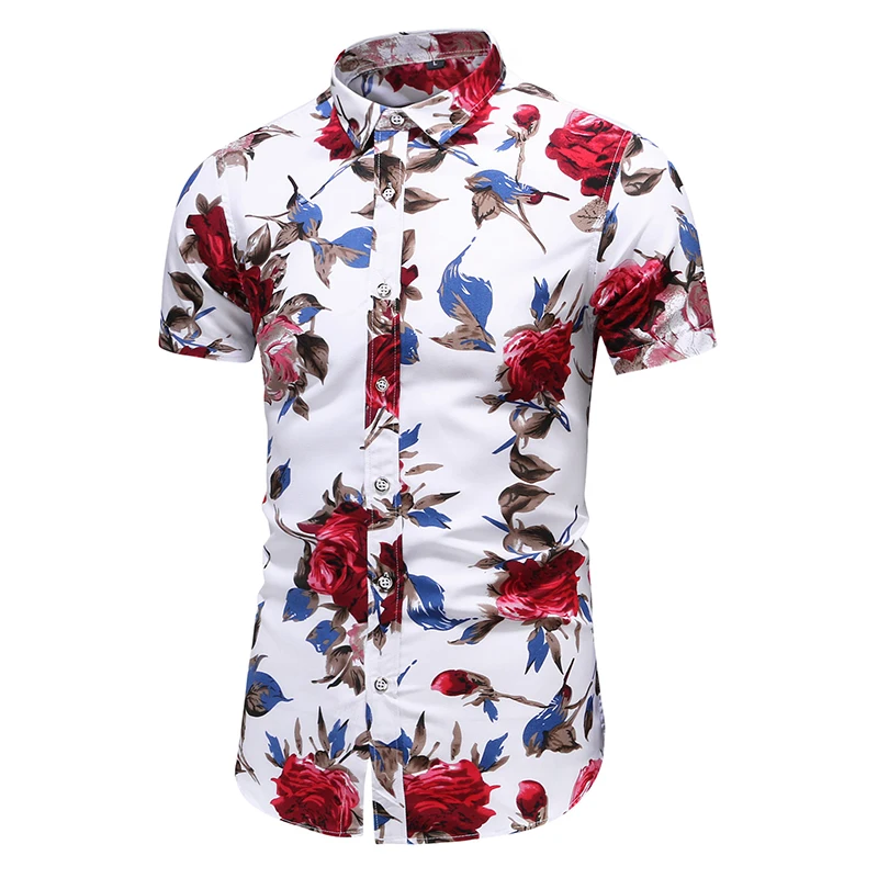 mens short sleeve hawaiian casual floral shirts