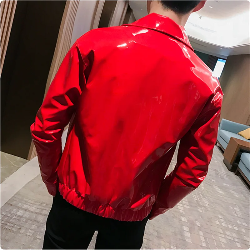 קנו ז'קטים | Shiny Leather Jacket Men's 