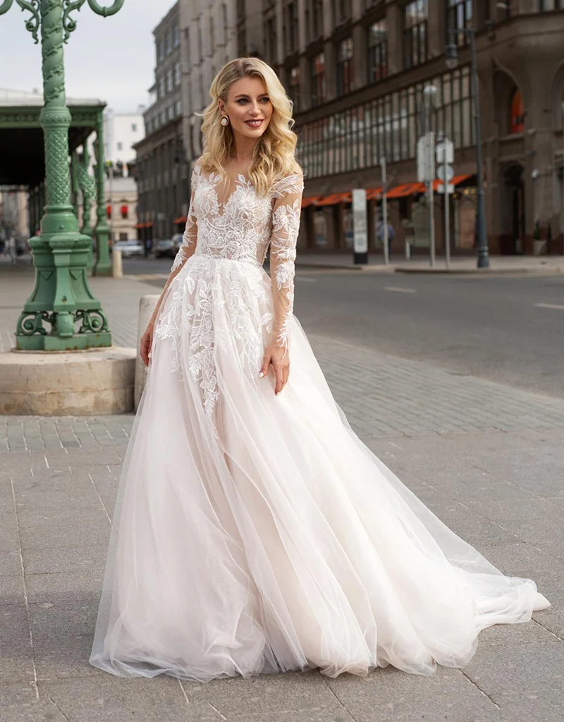 Long Sleeve Boho Wedding Dresses V Neck 