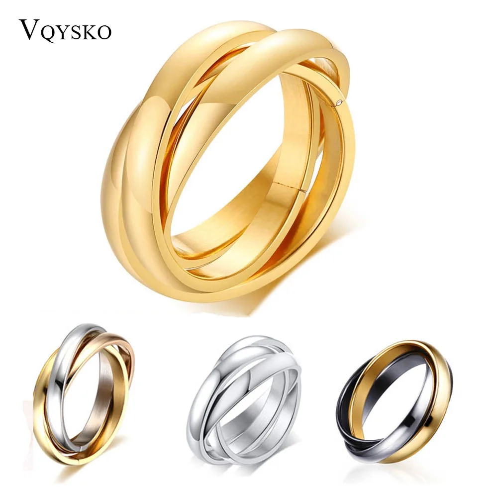 Fashion Interlocked Circle Women Men Ring Gift Jewelry Classic Love Wedding Stainless Steel Bijoux Femme Bague Acier Inoxidable-animated-img