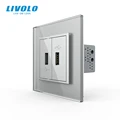 Livolo White Crystal Glass Panel, Two Gang USB Plug Socket / Wall Outlet VL-C792U-11/12/13/15,4colors,no logo preview-3