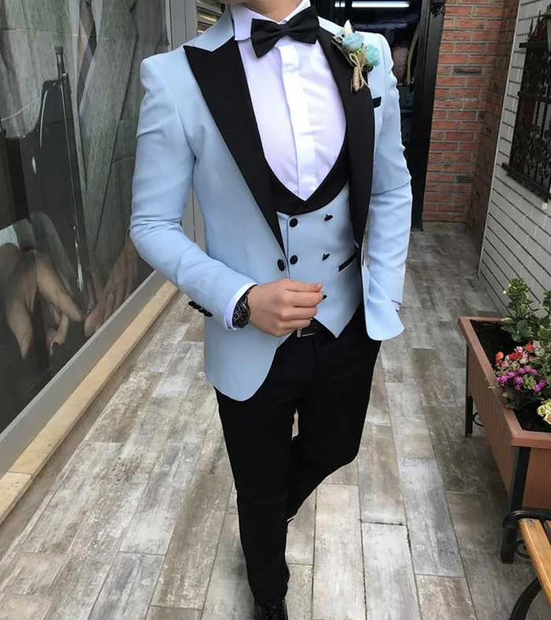 Sky Blue Suits Men Tuxedo 