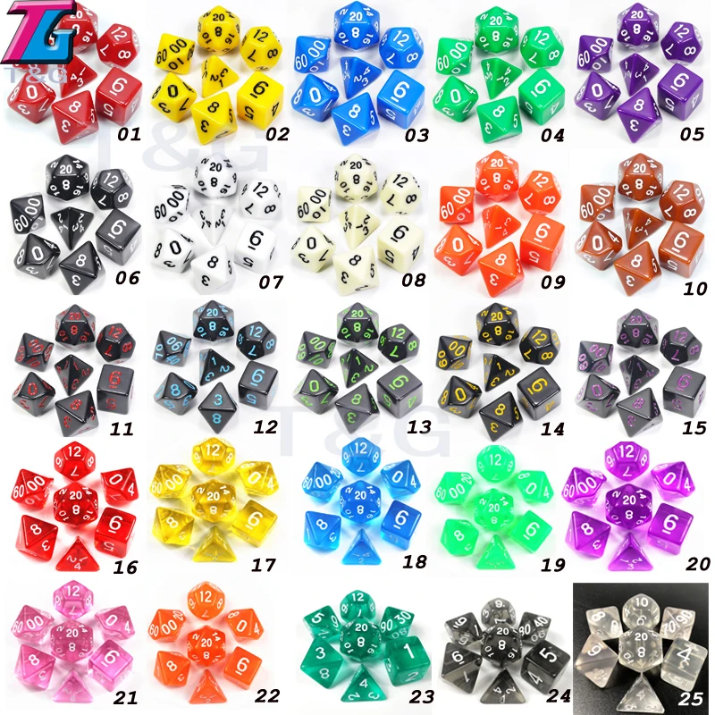 Dices For Gaming Cubes For DND High Quality Dice Set Perfect Finish 25 Different Colours Available For Board Games DND RPG Games-animated-img