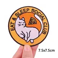 Cartoon Cat Patches On Clothes Hippie Badges Stripe Cute Cat Embroidery Patch DIY Iron On Patches For Clothing Stickers Applique preview-3