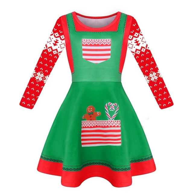 Winter Kids Christmas Dress Girl Long 
