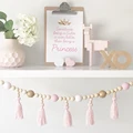 Nordic style colorful beads tassel wooden Wall Shelf Wall clapboard decoration Children room kids clothing store display stand preview-6