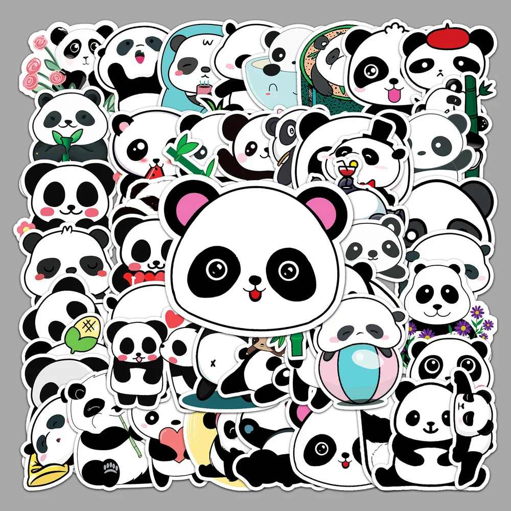 10/30/50PCS Cute Panda Cartoon Animal Stickers Luggage Skateboard