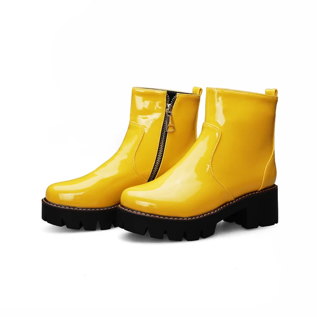 yellow vinyl boots