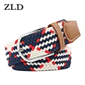 ZLD 60 Colors Female Casual Knitted Pin Buckle Men Belt Woven Canvas Elastic Expandable Braided Stretch Belts For Women Jeans preview-2