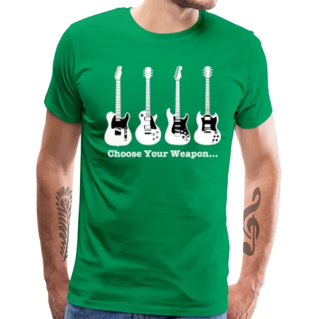 men's shirt with guitar print