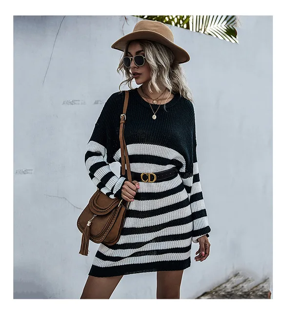 Color Sweaters Hipster Knitted Dress