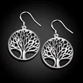 New 925 Sterling Silver Circle Tree Drop Earrings Charm Women Jewelry Fashion Wedding Party Gift preview-3